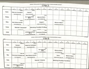Jadwal Perkuliahan PBA Semester 5