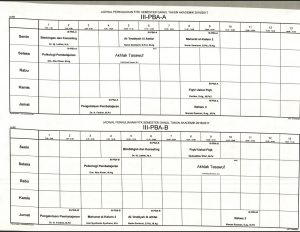 Jadwal Perkuliahan PBA Semester 3